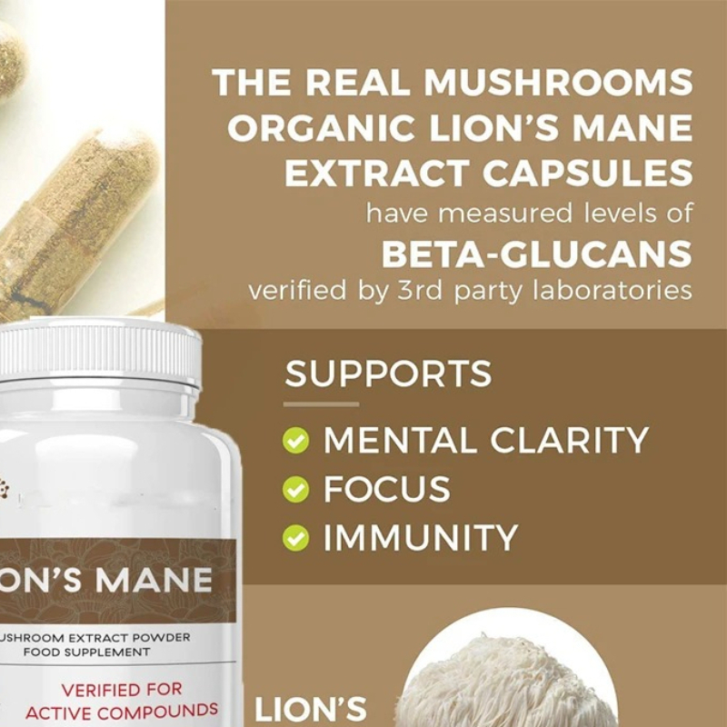 Lion Mane Mushroom - Las cápsulas de hongos Ganoderma Lion