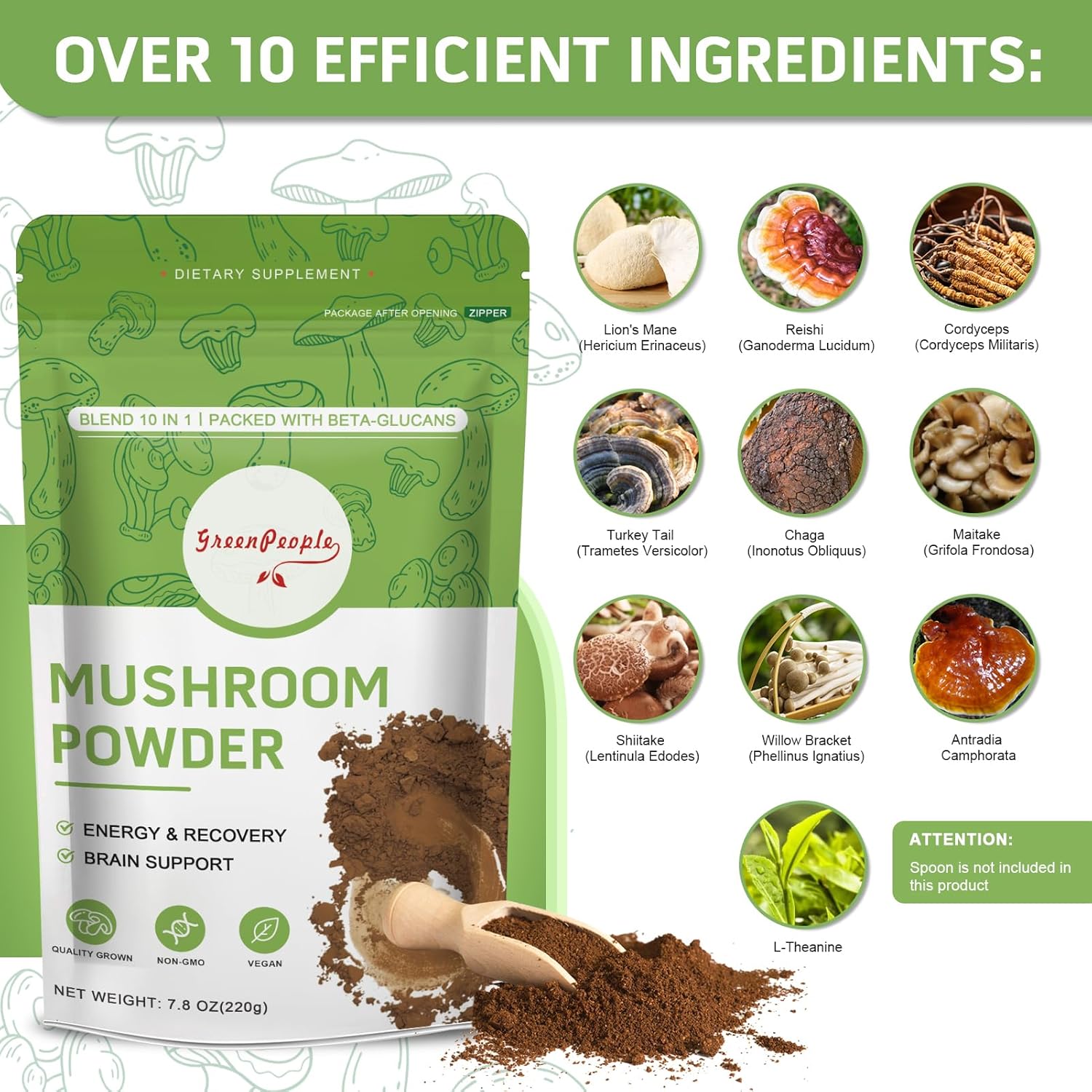 GREENPEOPLE Suplemento de Hong - Lion Mane Mushroom reseña y precio