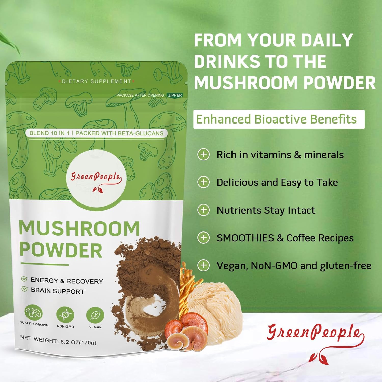 GREENPEOPLE Suplemento de Hong - Lion Mane Mushroom reseña y precio